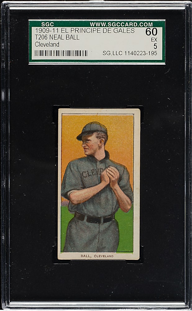 1909-1911 T206 White Border Neal Ball Cleveland SGC EX 60 - El Principe De Gales Back