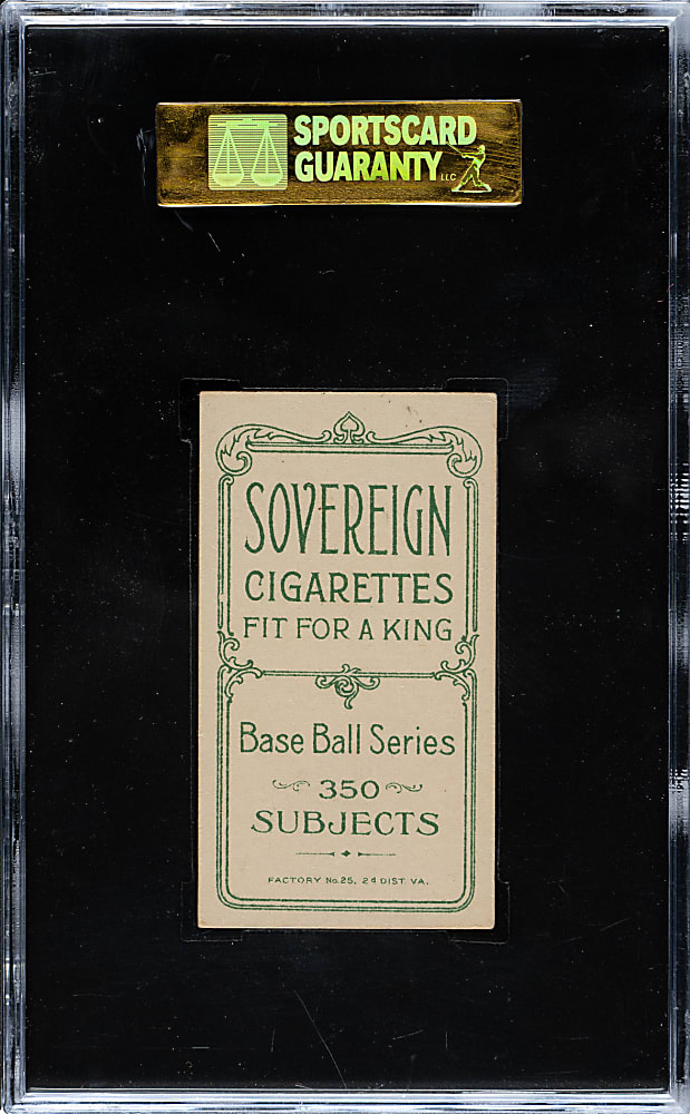 1909-1911 T206 White Border Cy Seymour Batting SGC EX+ 70 - Sovereign 350 Back