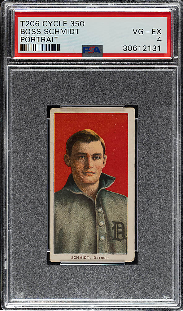 1909-1911 T206 White Border Boss Schmidt Portrait PSA VG-EX 4 - Cycle 350 Back