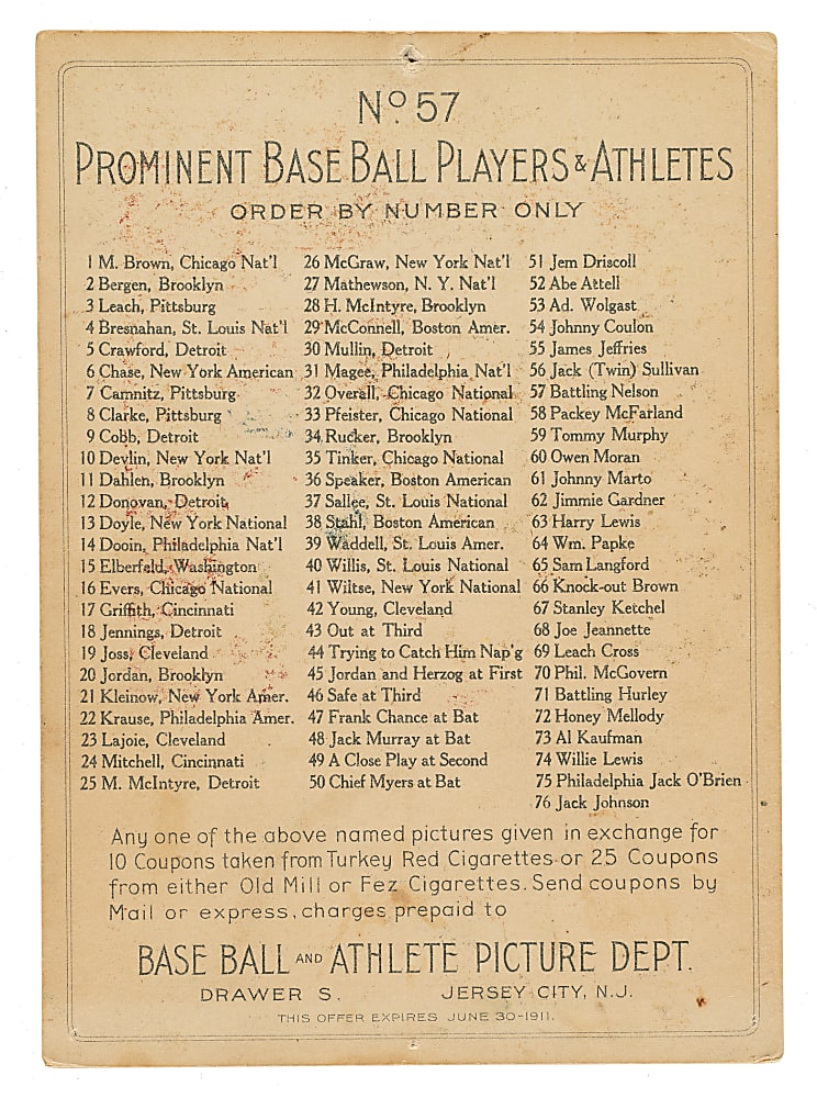 1911 T9 Turkey Red Boxing #57 Battling Nelson