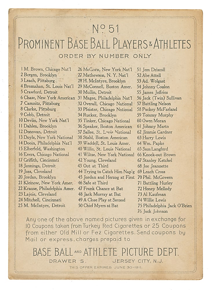 1911 T9 Turkey Red Boxing #51 Jem Driscoll