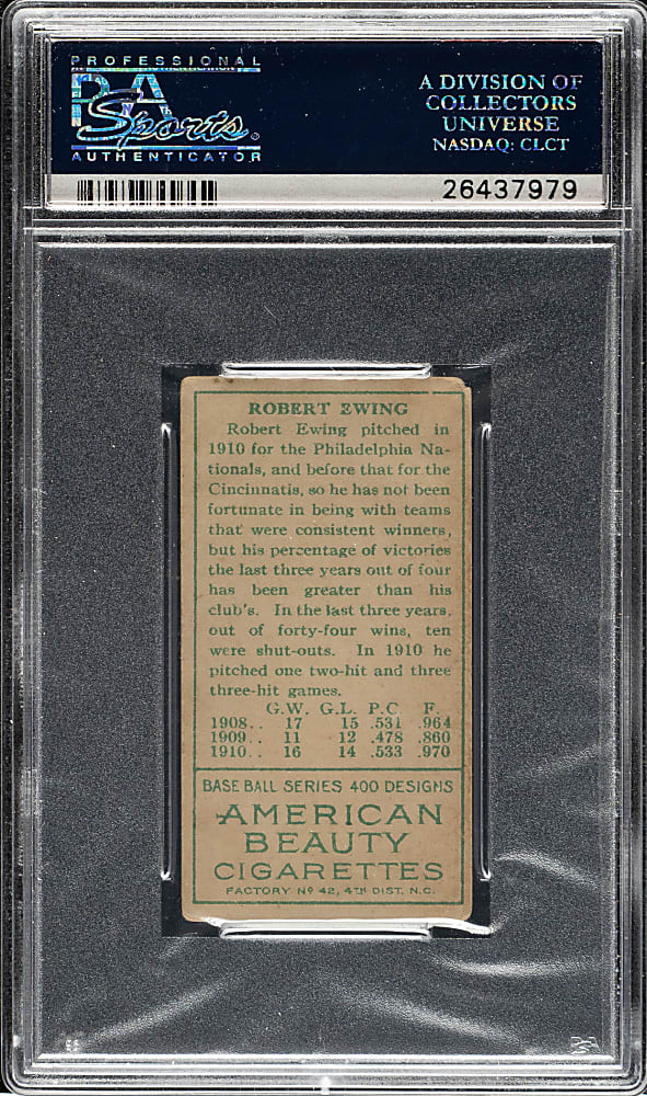 1911 T205 Gold Border Robert Ewing PSA GOOD+ 2.5 - American Beauty Back