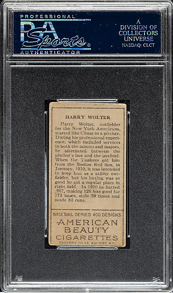 1911 T205 Gold Border Harry Wolter PSA GOOD 2 - American Beauty Back