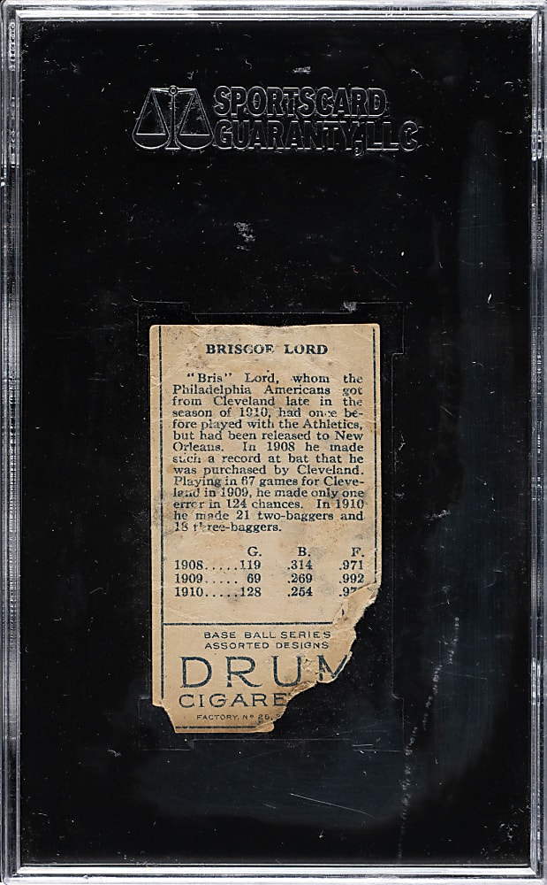 1911 T205 Gold Border Briscoe Lord SGC Authentic - Rare Drum Back