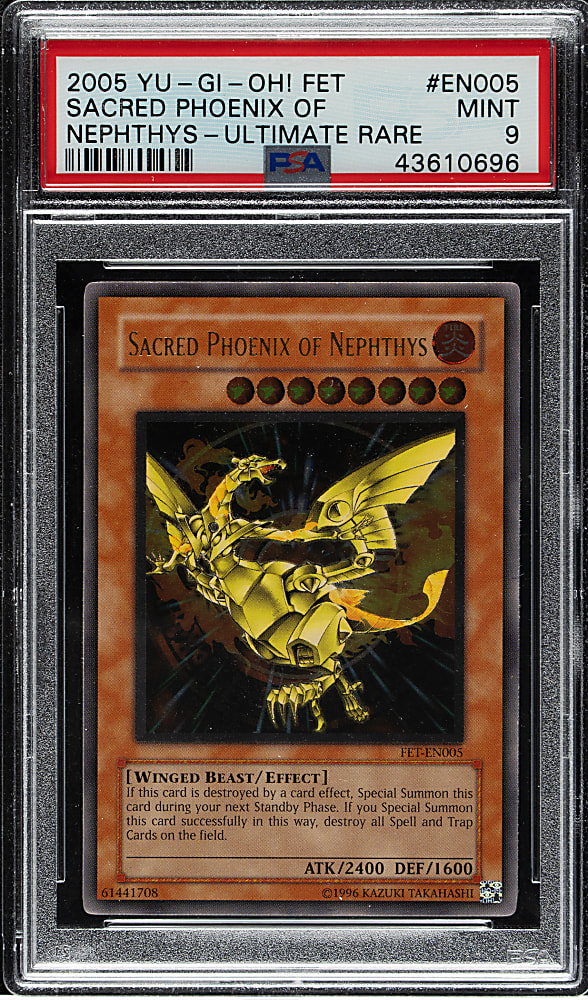 2005 Yu-Gi-Oh! Flaming Eternity Unlimited #EN005 Sacred Phoenix of Nephthys Ultimate Rare PSA MINT 9