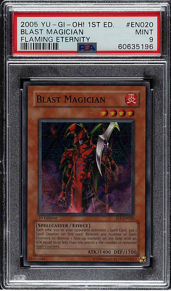 2005 Yu-Gi-Oh! Flaming Eternity 1st Edition #EN020 Blast Magician Super Rare PSA MINT 9