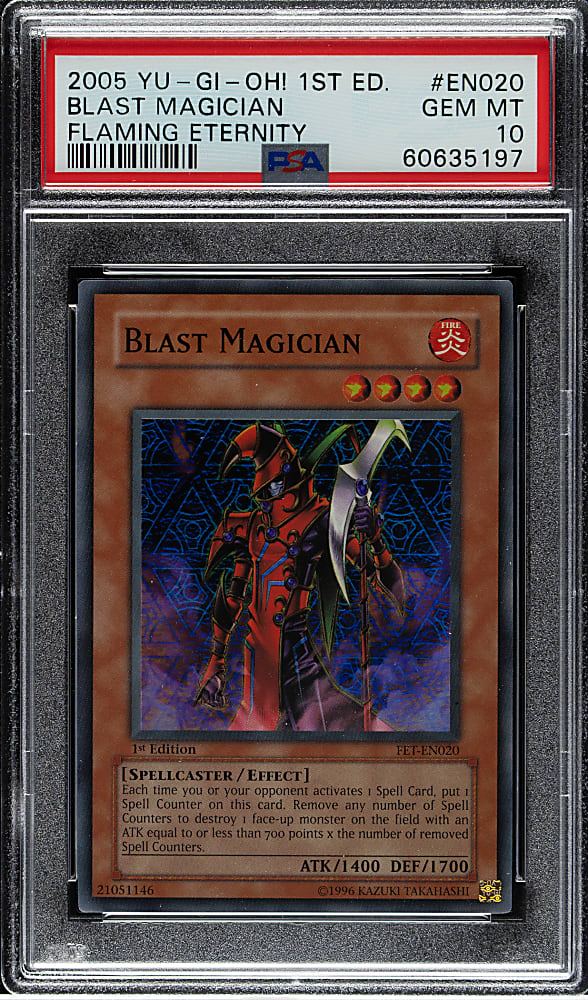 2005 Yu-Gi-Oh! Flaming Eternity 1st Edition #EN020 Blast Magician Super Rare PSA GEM MINT 10