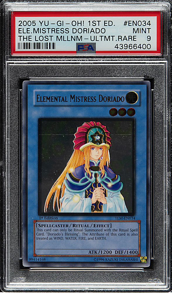 2005 Yu-Gi-Oh! The Lost Millenium 1st Edition #EN034 Elemental Mistress Doriado Ultimate Rare PSA MINT 9