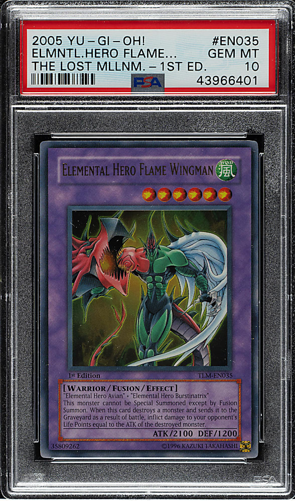 2005 Yu-Gi-Oh! The Lost Millenium 1st Edition #EN035 Elemental Hero Flame Wingman Ultra Rare PSA GEM MINT 10