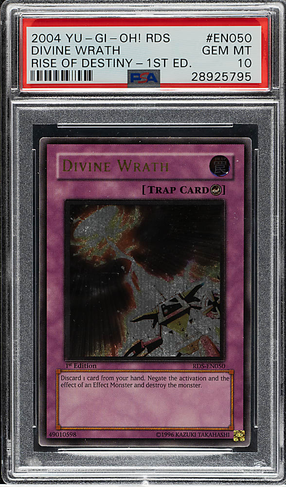 2004 Yu-Gi-Oh! Rise of Destiny 1st Edition EN#050 Divine Wrath Ultimate Rare PSA GEM MINT 10