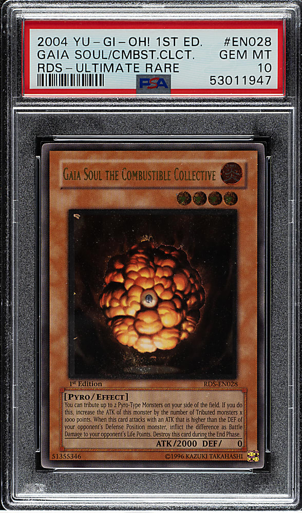 2004 Yu-Gi-Oh! Rise of Destiny 1st Edition EN#028 Gaia Soul The Combustible Collective Ultimate Rare PSA GEM MINT 10