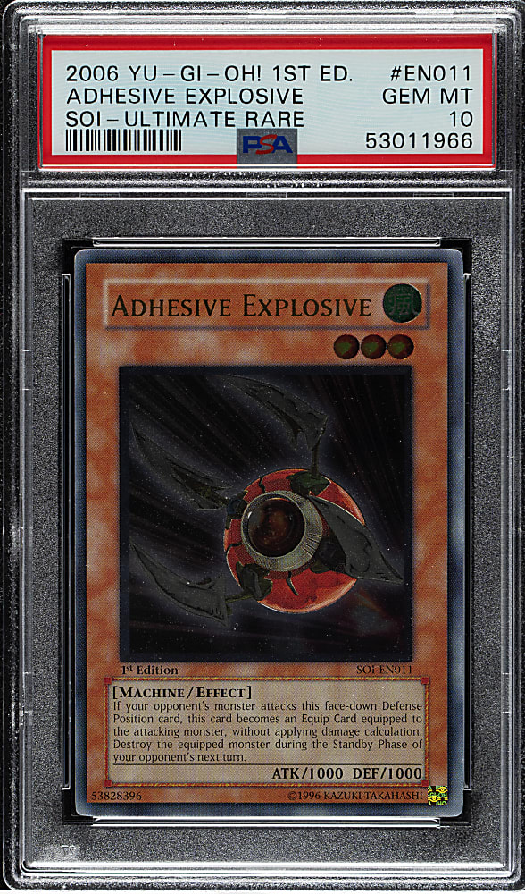 2006 Yu-Gi-Oh! Shadow of Infinity 1st Edition #EN011 Adhesive Explosive Ultimate Rare PSA GEM MINT 10 - 1 of 3!