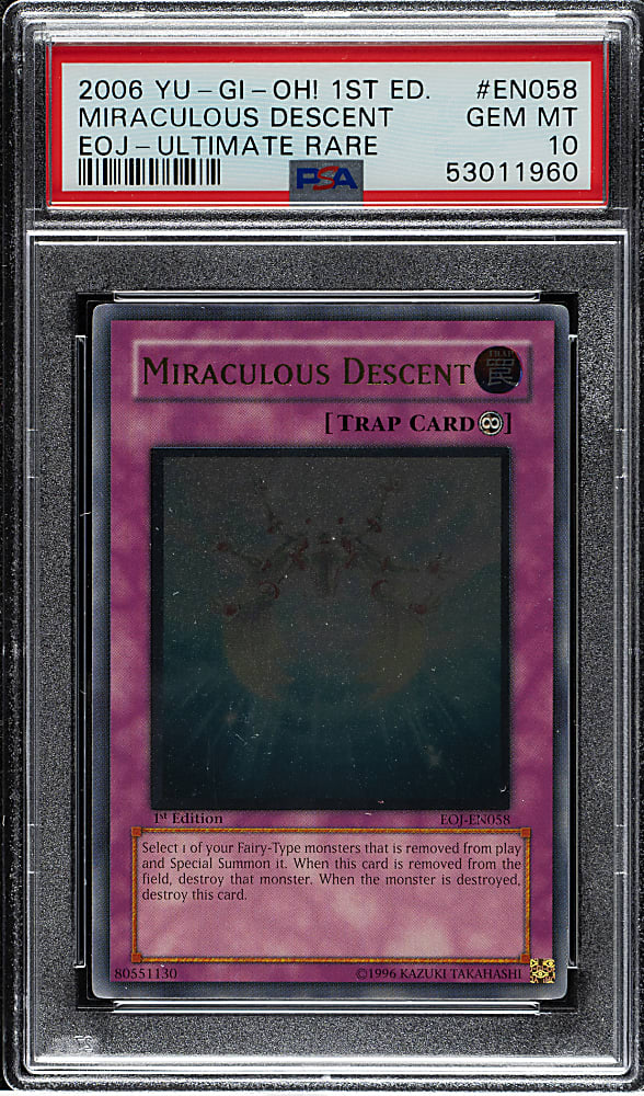 2006 Yu-Gi-Oh! Enemy of Justice 1st Edition #EN058 Miraculous Descent Ultimate Rare PSA GEM MINT 10