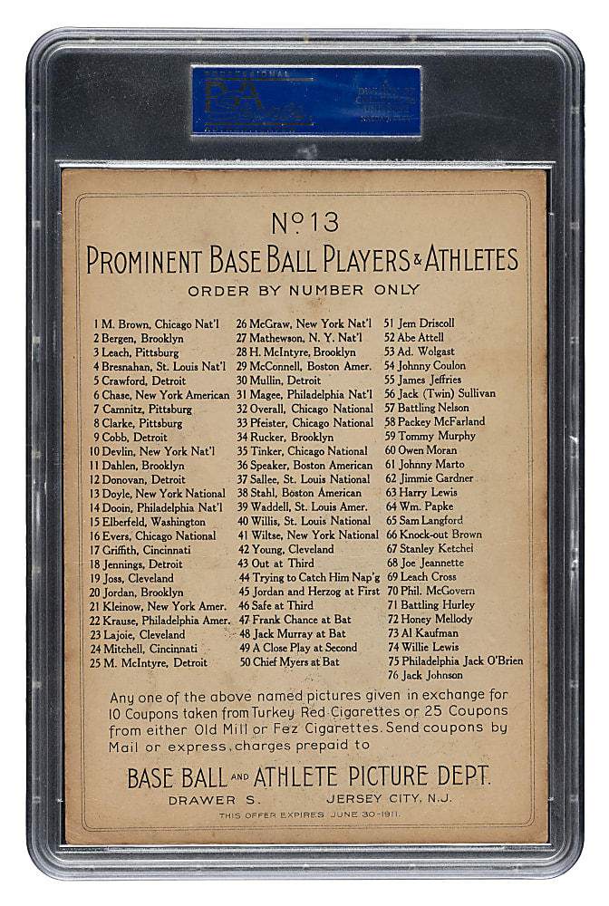 1911 T3 Turkey Red #13 Larry Doyle PSA VG-EX 4