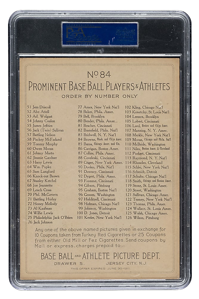 1911 T3 Turkey Red #84 George Browne PSA VG-EX 4