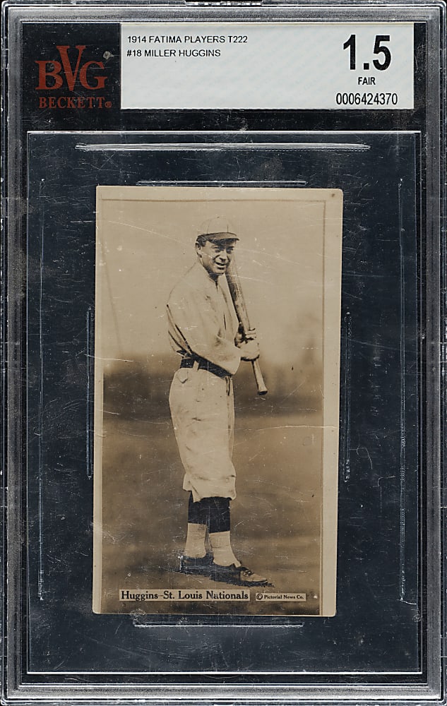 1914 T222 Fatima Cigarettes Miller Huggins BVG FAIR 1.5