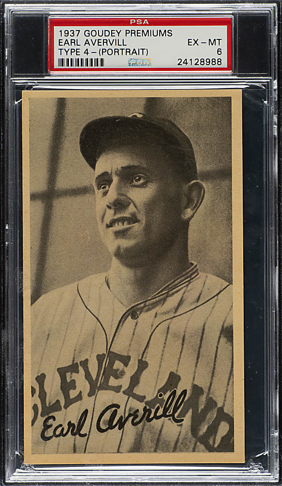 1937 R314 Goudey Wide Pen Premiums Type 4 Earl Averill PSA EX-MT 6