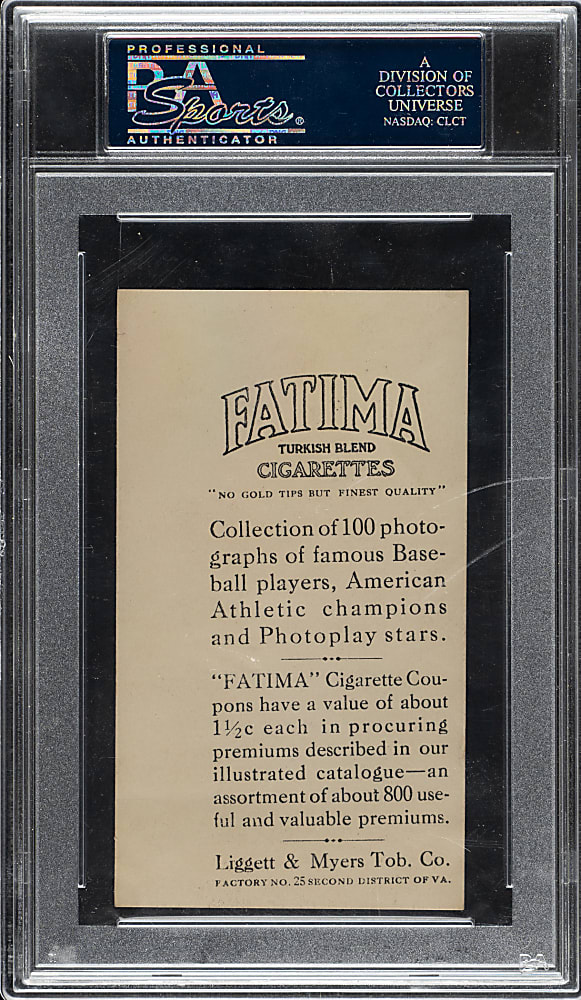 1914 T222 Fatima Cigarettes Hughie Jennings PSA VG-EX 4 (MC)