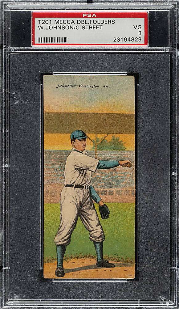 1911 T201 Mecca Double Folder Walter Johnson/Charles Street PSA VG 3