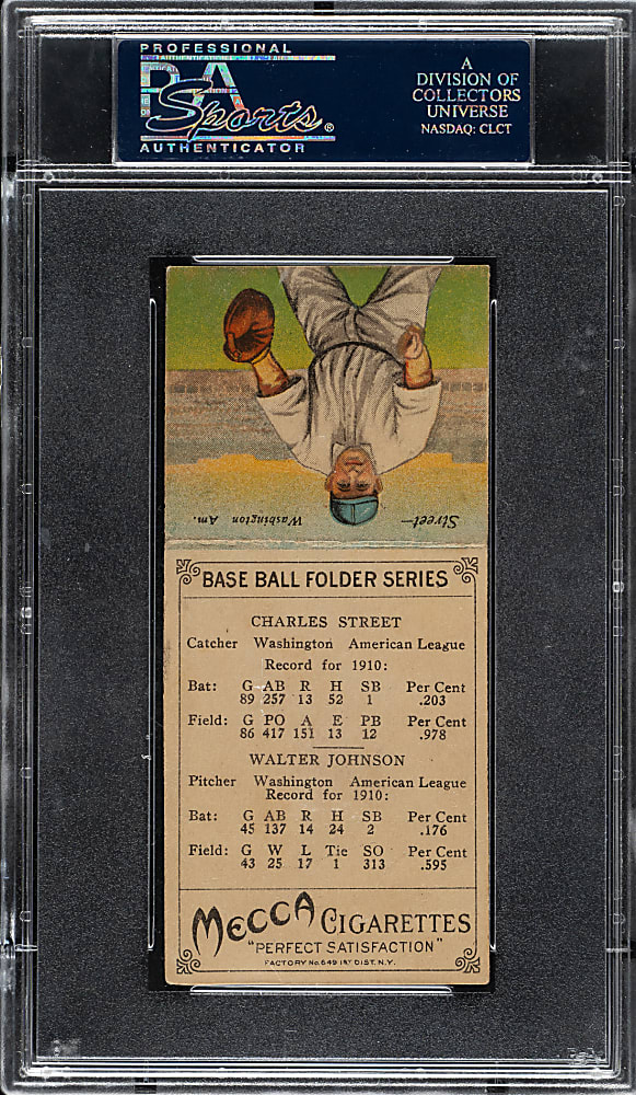 1911 T201 Mecca Double Folder Walter Johnson/Charles Street PSA VG 3