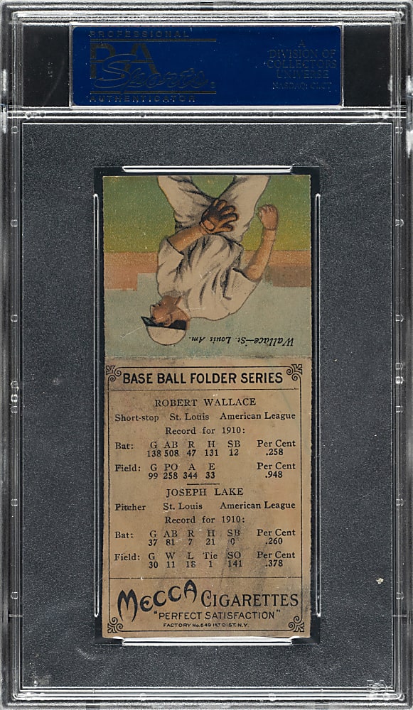 1911 T201 Mecca Double Folders Bobby Wallace/Lake PSA VG 3