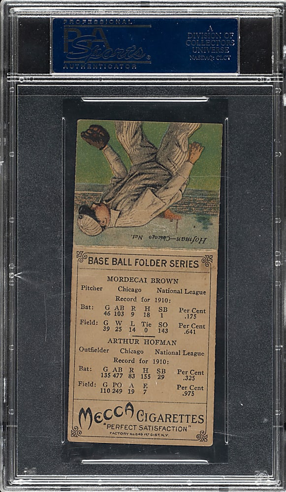 1911 T201 Mecca Double Folders Mordecai Brown/Hofman PSA GOOD 2