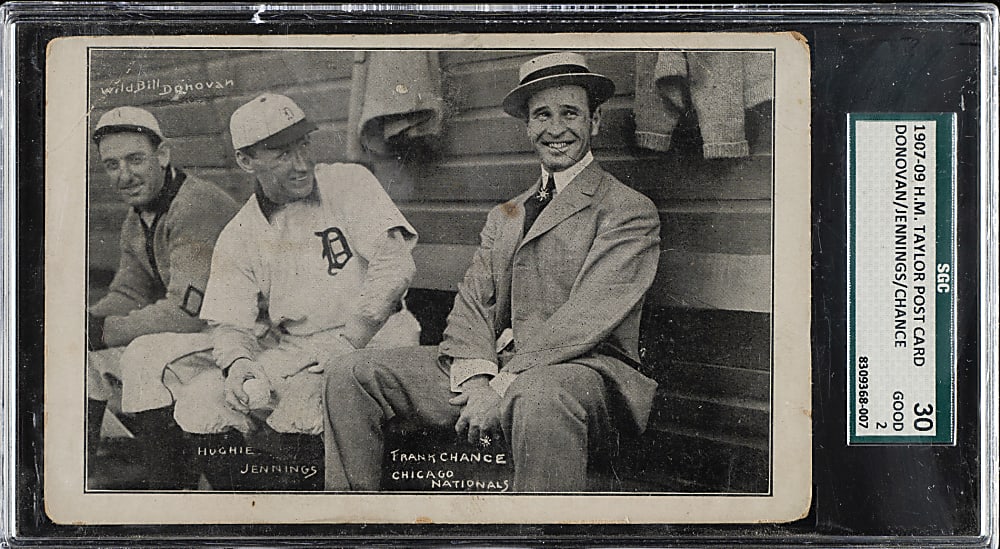1907-1909 H. M. Taylor Postcard Hughie Jennings/Frank Chance/Wild Bill Donovan SGC GOOD 30