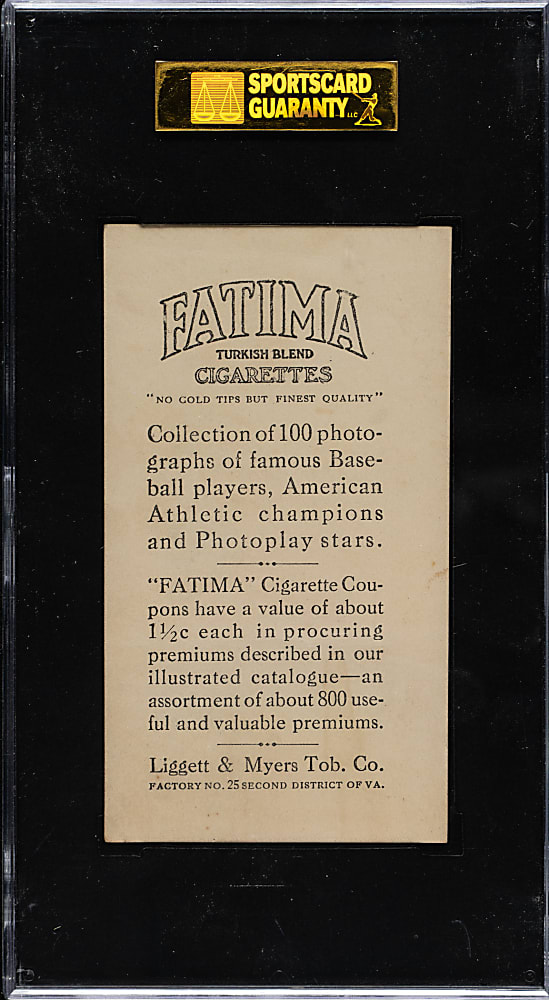 1914 T222 Fatima Cigarettes Rube Marquard SGC GOOD 30