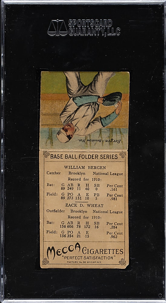 1911 T201 Mecca Double Folder Zack Wheat/Bergen SGC GOOD+ 35