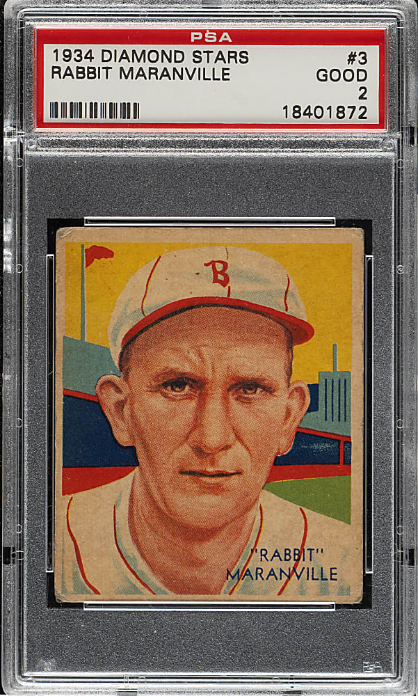 1934-1936 R327 Diamond Stars #3 Rabbit Maranville (1934 Green Back) PSA GOOD 2