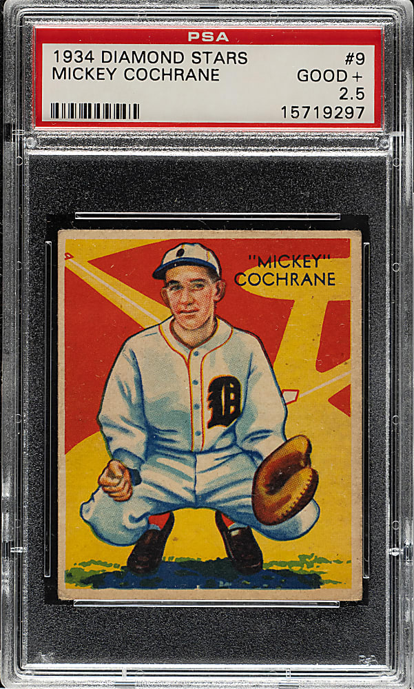 1934-1936 R327 Diamond Stars #9 Mickey Cochrane (1934 Green Back) PSA GOOD+ 2.5