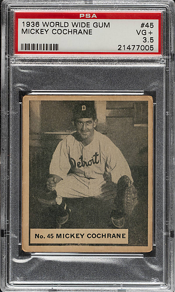 1936 V355 World Wide Gum #45 Mickey Cochrane PSA VG+ 3.5