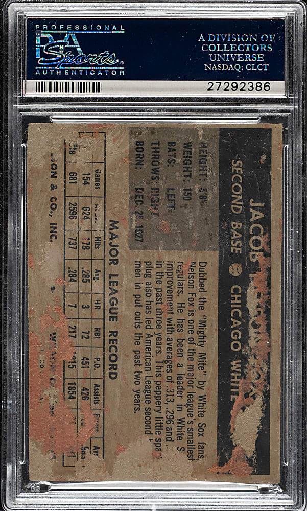 1954 Wilson Franks Nelson Fox PSA POOR 1