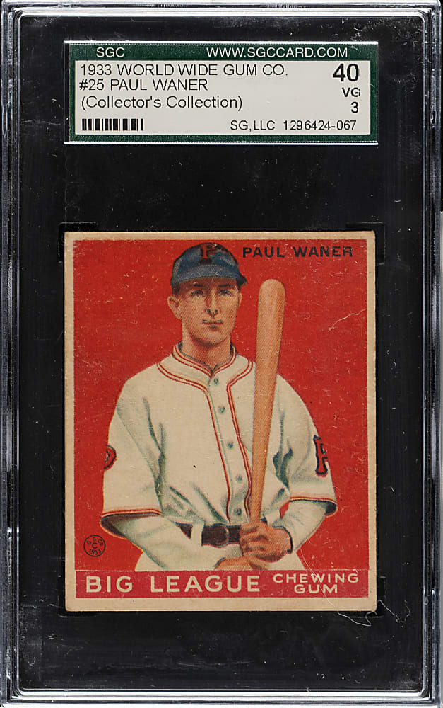 1933 V353 World Wide Gum Canadian Goudey #25 Paul Waner SGC VG 40