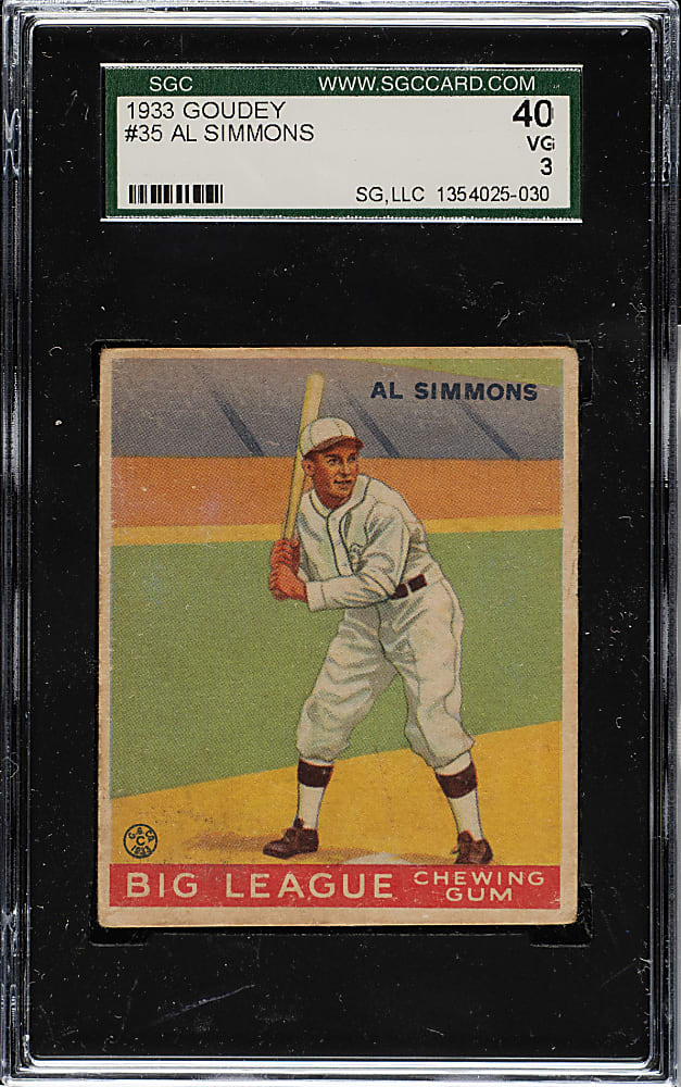 1933 R319 Goudey #35 Al Simmons SGC VG 40