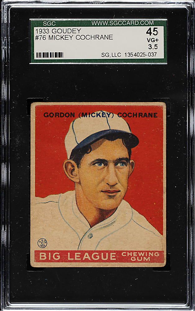1933 R319 Goudey #76 Mickey Cochrane SGC VG+ 45