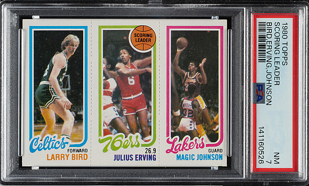1980-1981 Topps Basketball Larry Bird/Julius Erving/Magic Johnson Rookie PSA NM 7