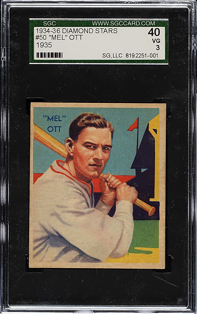 1934-1936 R327 Diamond Stars #50 Mel Ott SGC VG 40