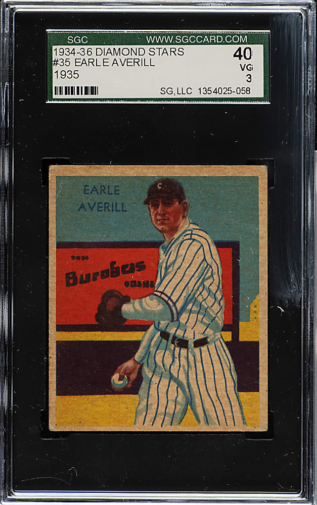 1934-1936 R327 Diamond Stars #35 Earl Averill SGC VG 40