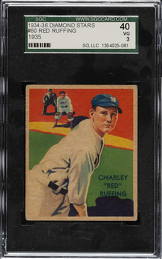 1934-1936 R327 Diamond Stars #60 Red Ruffing SGC VG 40