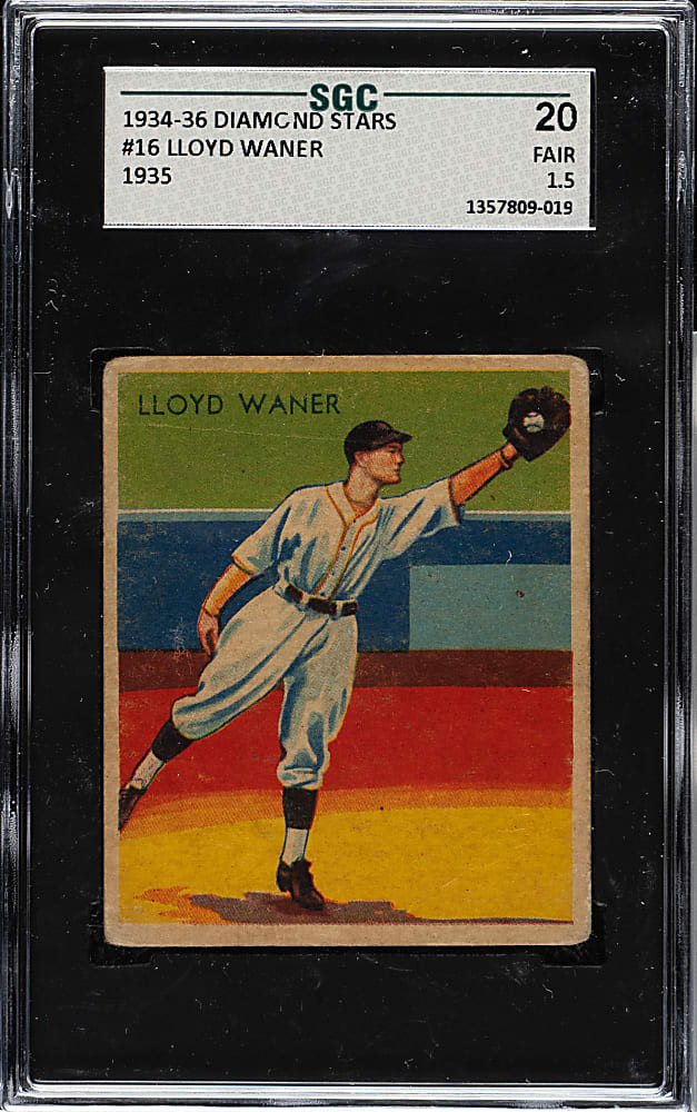 1934-1936 R327 Diamond Stars #16 Lloyd Waner (1935 Green Back) SGC FAIR 20