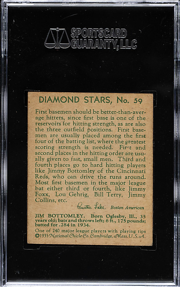 1934-1936 R327 Diamond Stars #59 Jim Bottomley SGC EX 60