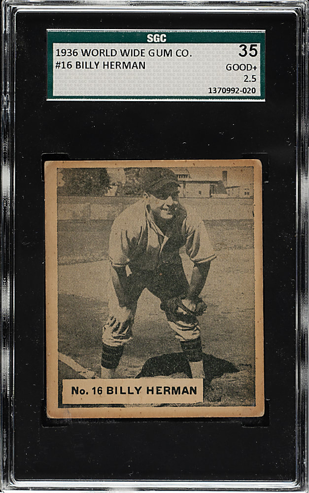 1936 V355 World Wide Gum #16 Billy Herman SGC GOOD+ 35