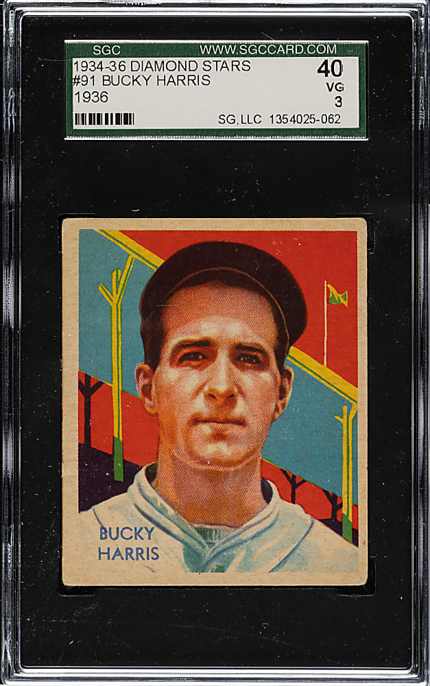 1934-1936 R327 Diamond Stars #91 Bucky Harris SGC VG 40