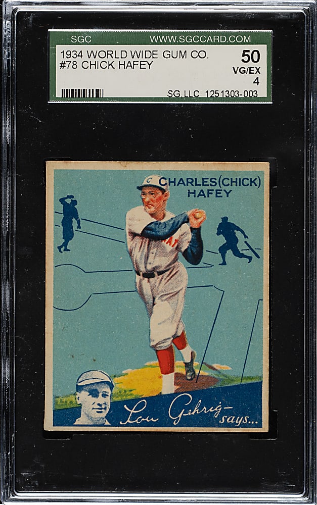 1934 V354 World Wide Gum Canadian Goudey #78 Chick Hafey SGC VG/EX 50