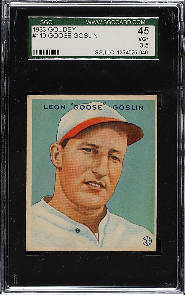 1933 R319 Goudey #110 Goose Goslin SGC VG+ 45