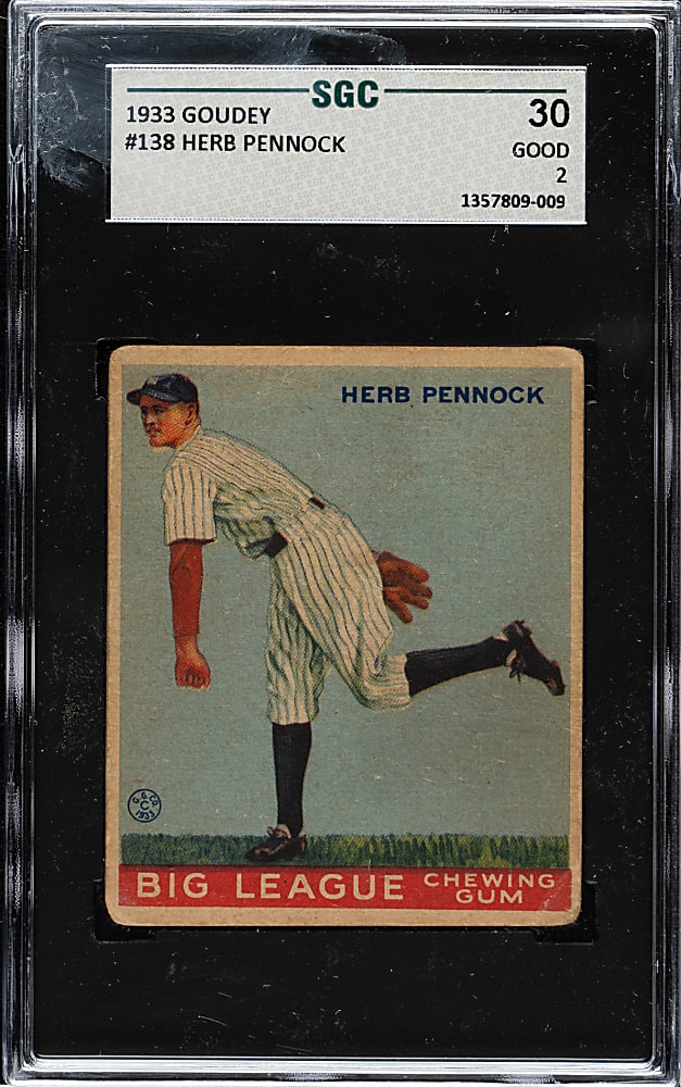 1933 R319 Goudey #138 Herb Pennock SGC GOOD 30