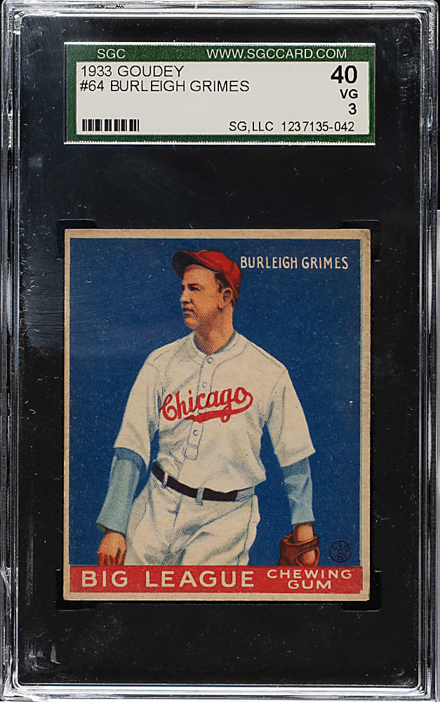 1933 R319 Goudey #64 Burleigh Grimes SGC VG 40