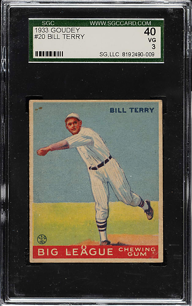 1933 R319 Goudey #20 Bill Terry SGC VG 40