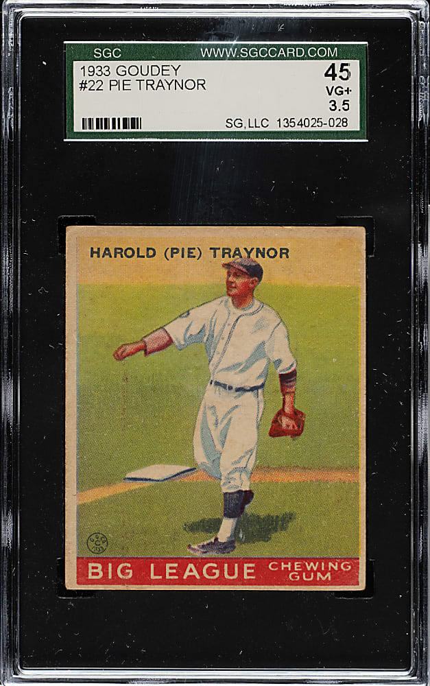 1933 R319 Goudey #22 Pie Traynor SGC VG+ 45
